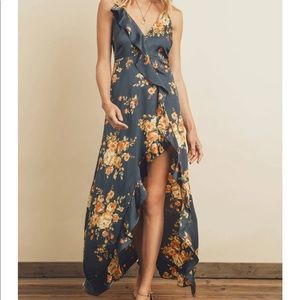 NWT floral ruffle high low maxi